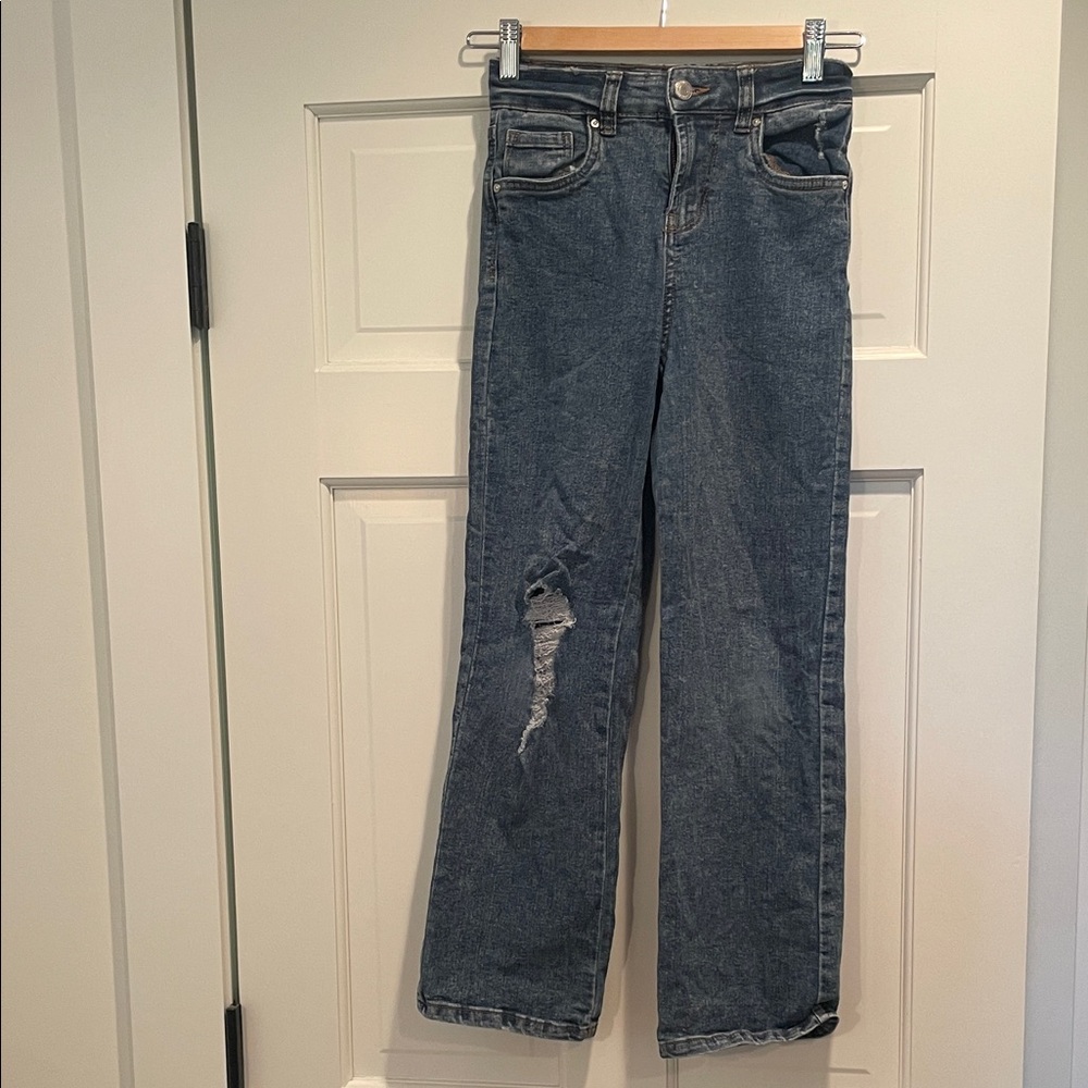 Indigo Rein Distressed Blue Straight Leg Jeans